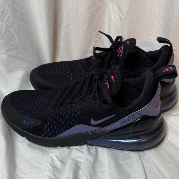 Nike Air Max 270 Black with Purple and Pink Accents - Picture 4 of 10
